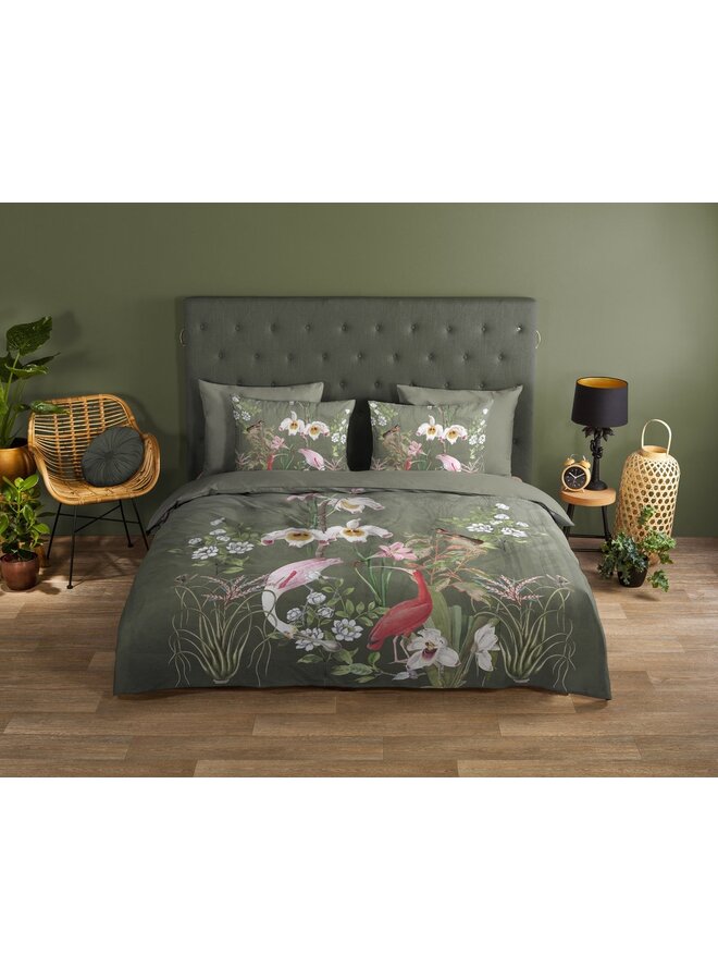 Good Morning Dekbedovertrek Lesli Groen - Katoen