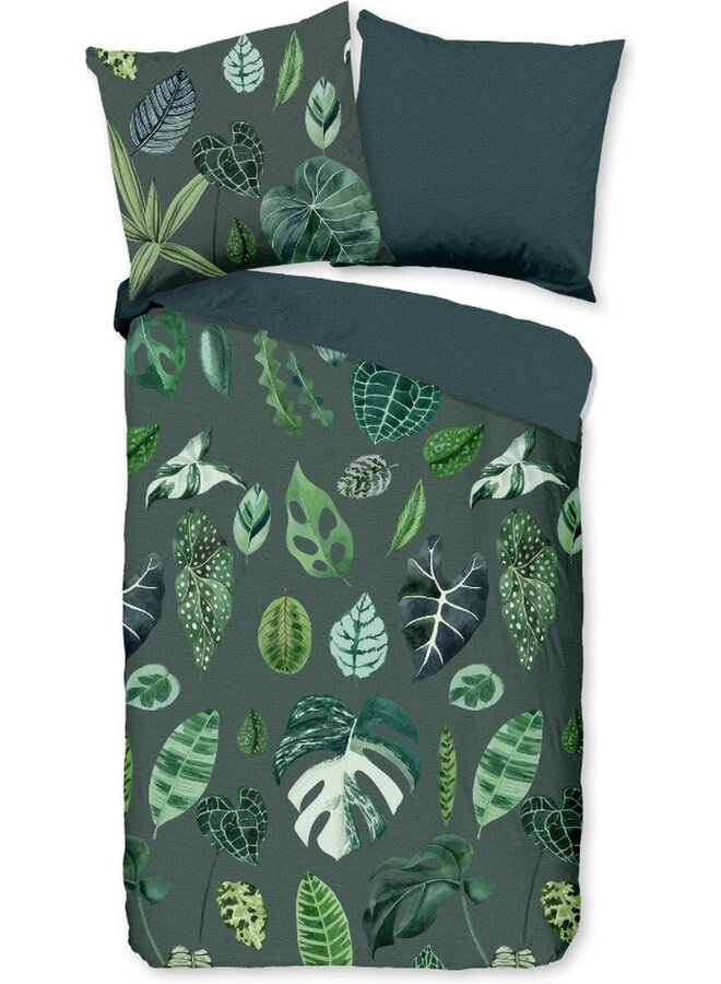 Good Morning Dekbedovertrek Urban Jungle Groen - Katoen