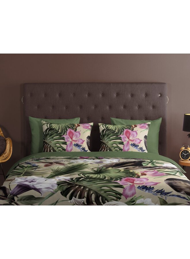 Good Morning Dekbedovertrek Irze Groen - Katoen