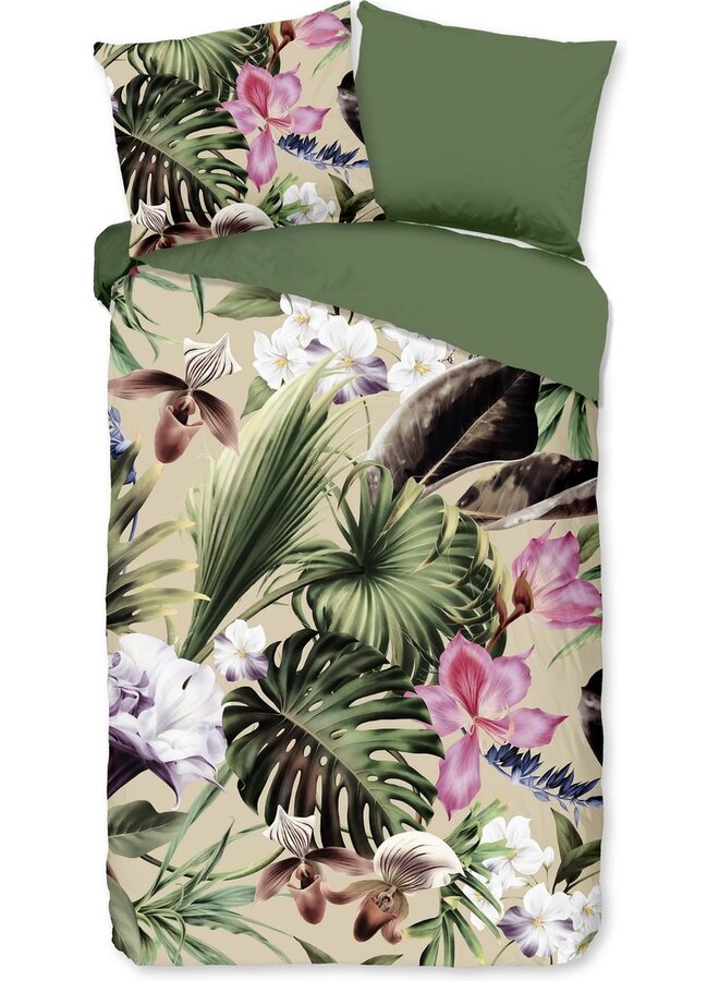 Good Morning Dekbedovertrek Irze Groen - Katoen