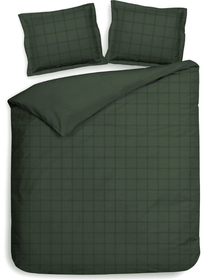 Heckett & Lane Dekbedovertrek Diamante Donker Groen - Katoensatijn