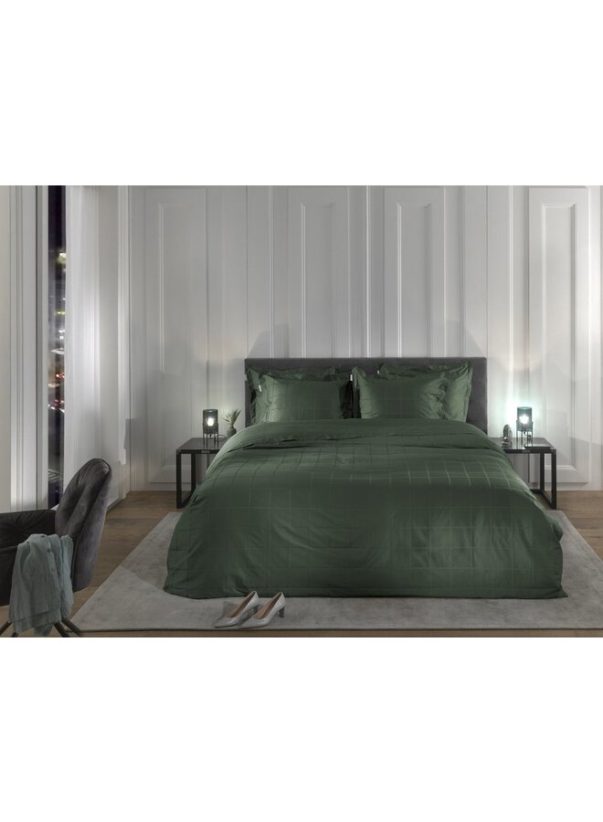 Heckett & Lane Dekbedovertrek Diamante Donker Groen - Katoensatijn