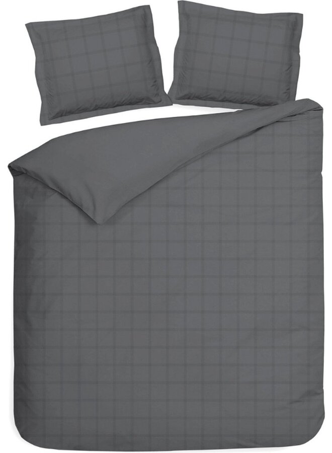 Dekbedovertrek Diamante Antraciet - Katoensatijn PL1