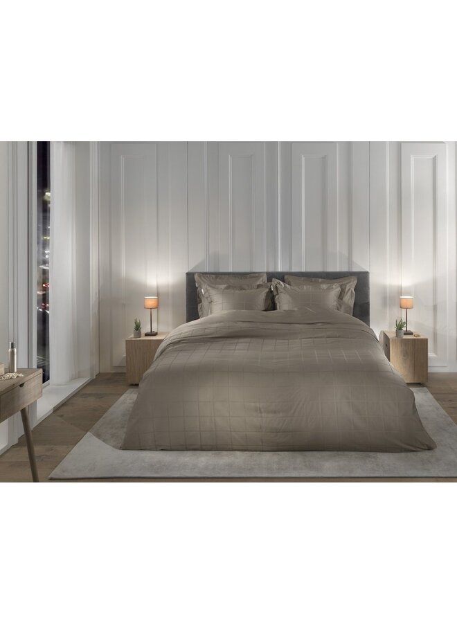 Heckett & Lane Dekbedovertrek Diamante Taupe - Katoensatijn