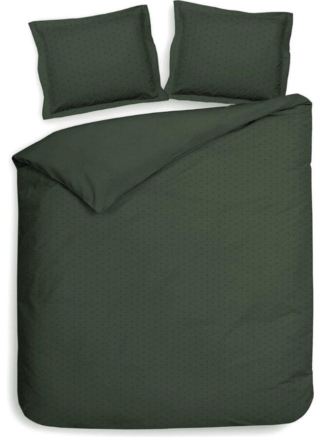 Dekbedovertrek Punto Donker Groen - Katoensatijn PL1
