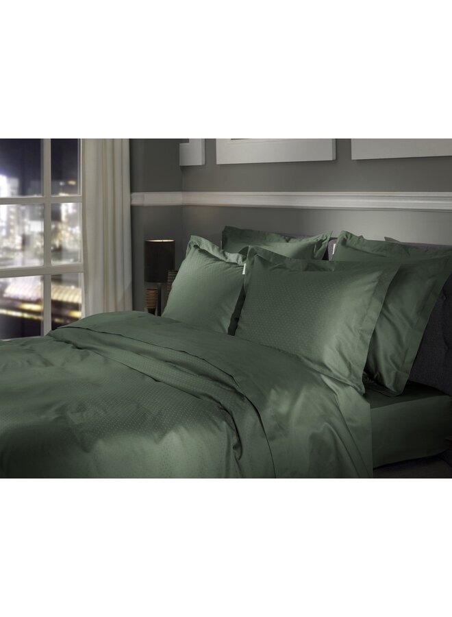 Heckett & Lane Dekbedovertrek Punto Donker Groen - Katoensatijn