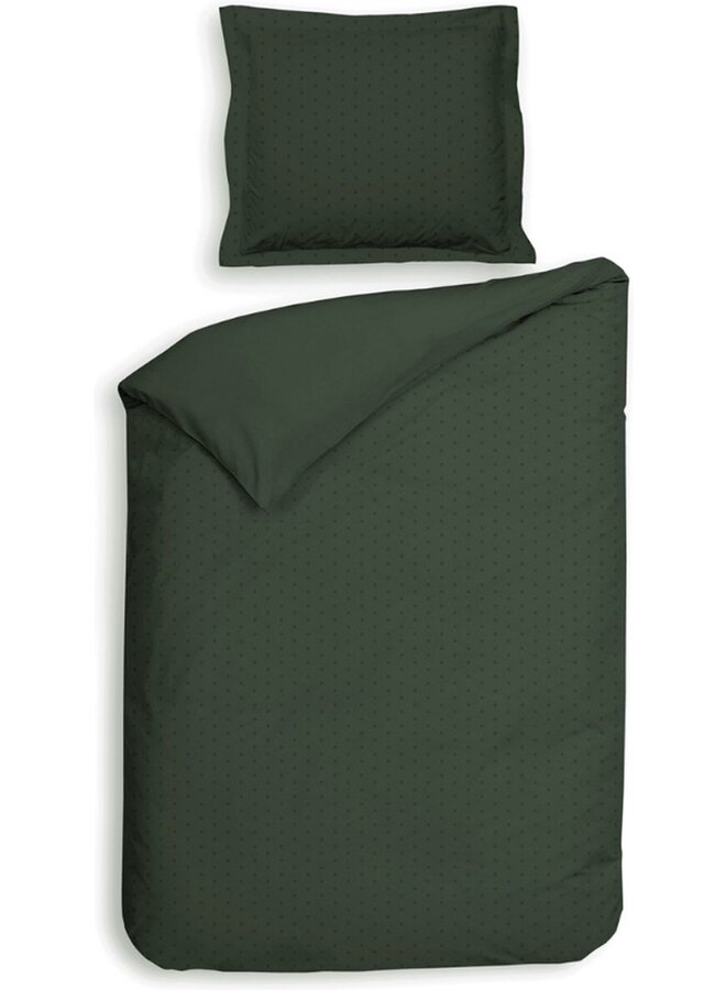 Heckett & Lane Dekbedovertrek Punto Donker Groen - Katoensatijn