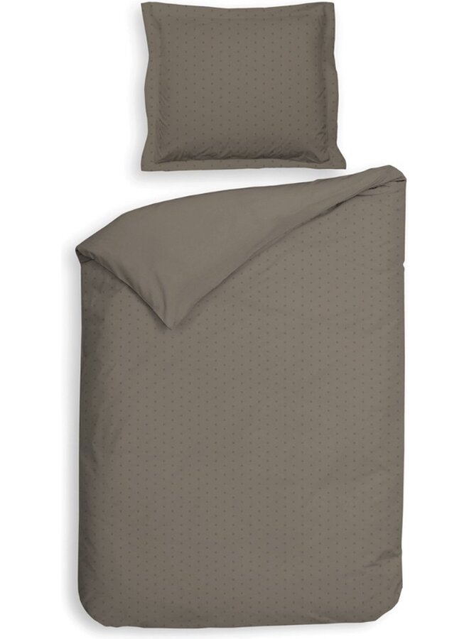 Heckett & Lane Dekbedovertrek Punto Taupe - Katoensatijn
