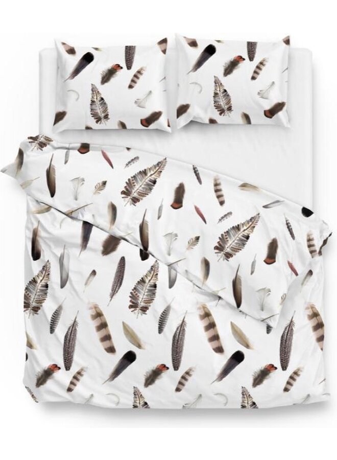 Dekbedovertrek Chester Wit/Bruin - Flanel
