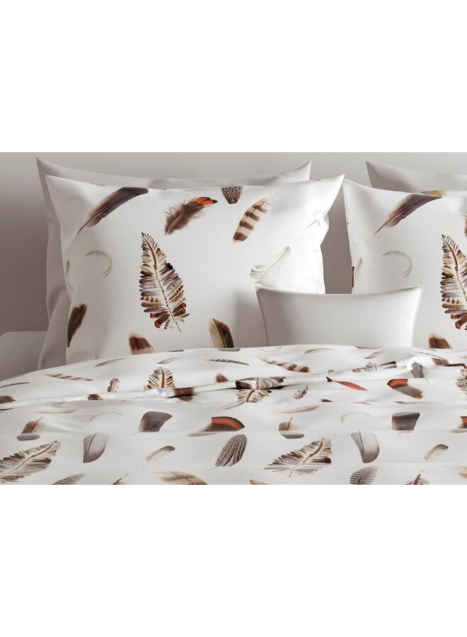 ZO! Home Dekbedovertrek Chester Wit/Bruin - Flanel