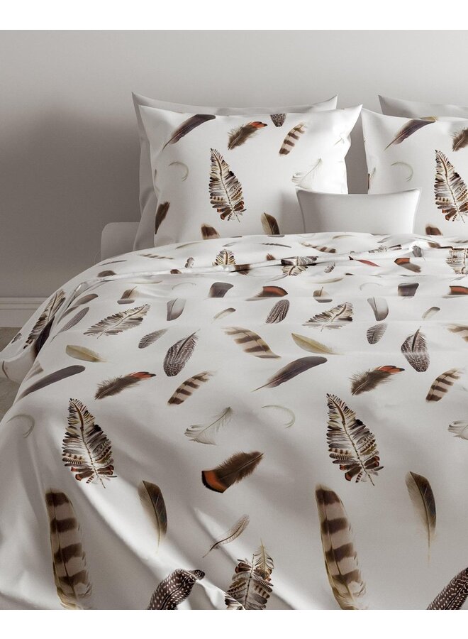 ZO! Home Dekbedovertrek Chester Wit/Bruin - Flanel