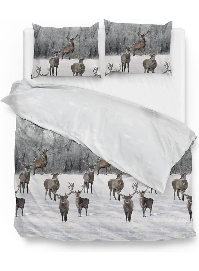 ZO! Home Dekbedovertrek Ronald Wit/Grijs - Flanel