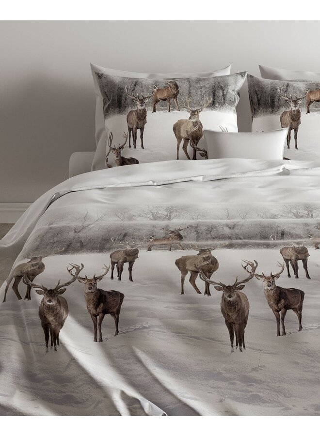 ZO! Home Dekbedovertrek Ronald Wit/Grijs - Flanel