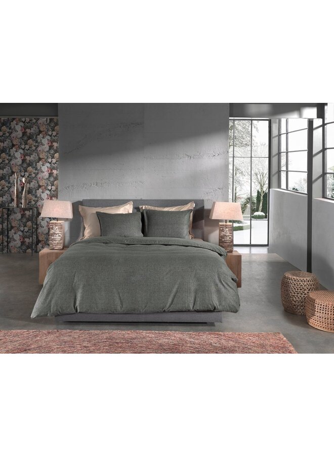 Heckett & Lane Dekbedovertrek Franela Grijs - Flanel