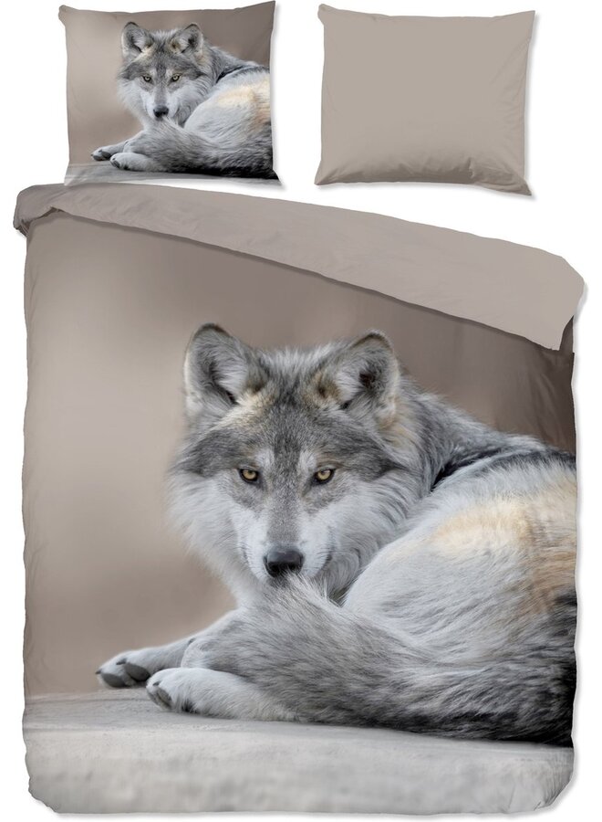 Dekbedovertrek Wolf Taupe