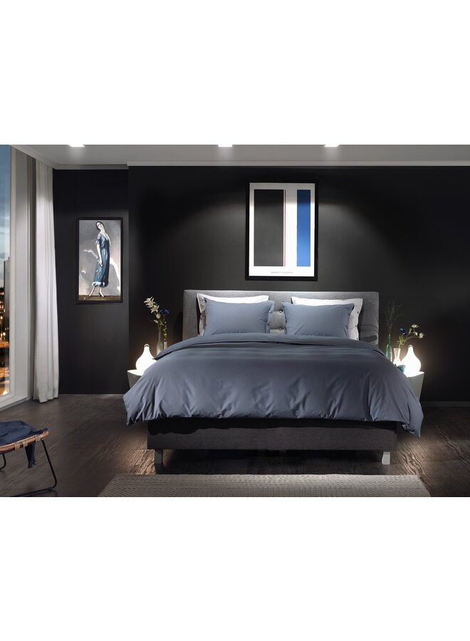 Yellow Dekbedovertrek Uni Blauw - Percale Katoen