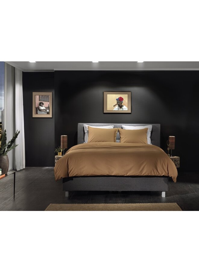 Yellow Dekbedovertrek Uni Cognac Bruin - Percale Katoen