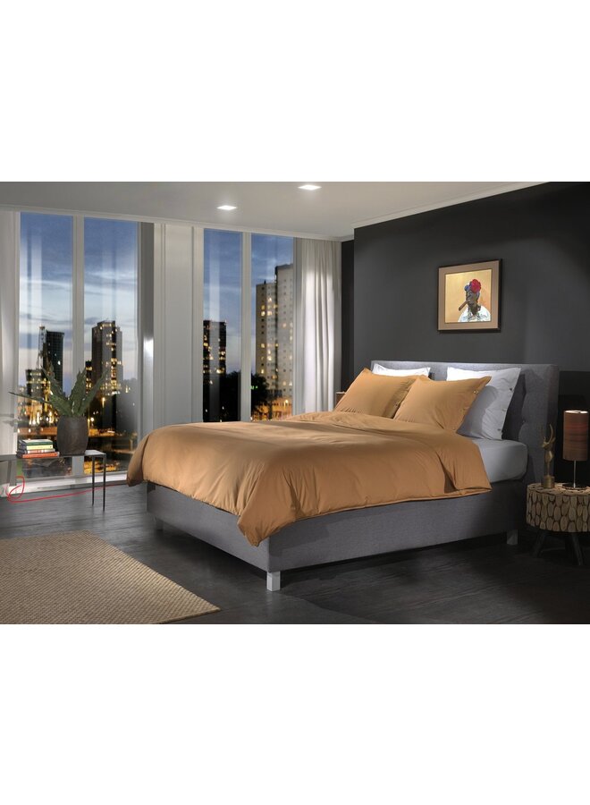 Yellow Dekbedovertrek Uni Cognac Bruin - Percale Katoen