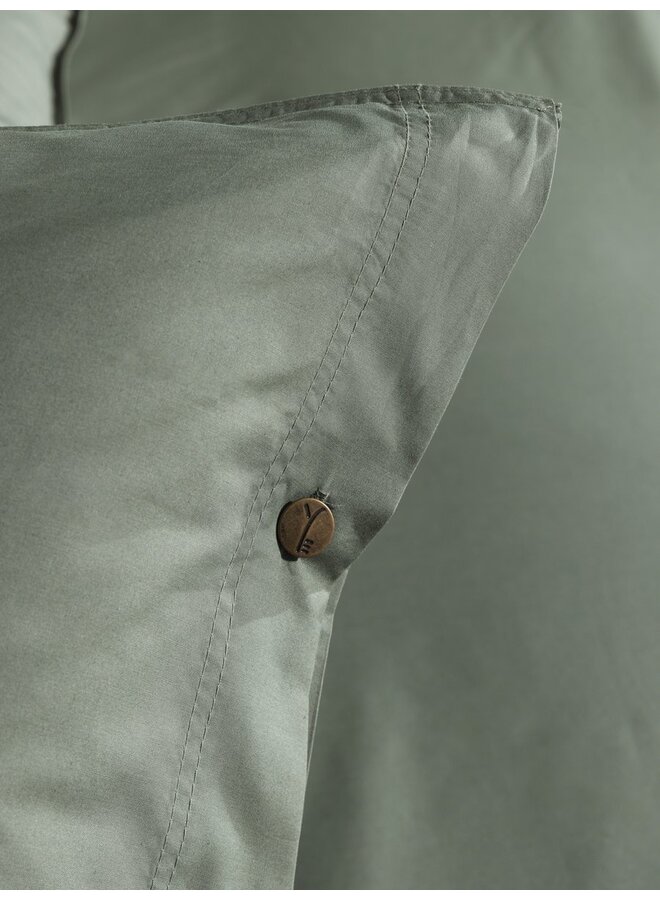 Yellow Percale Katoen Dekbedovertrek Uni Groen