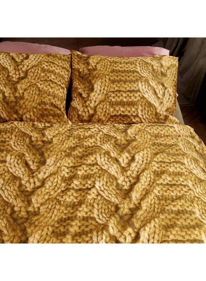 At Home Katoen Dekbedovertrek Major Oker- Katoen