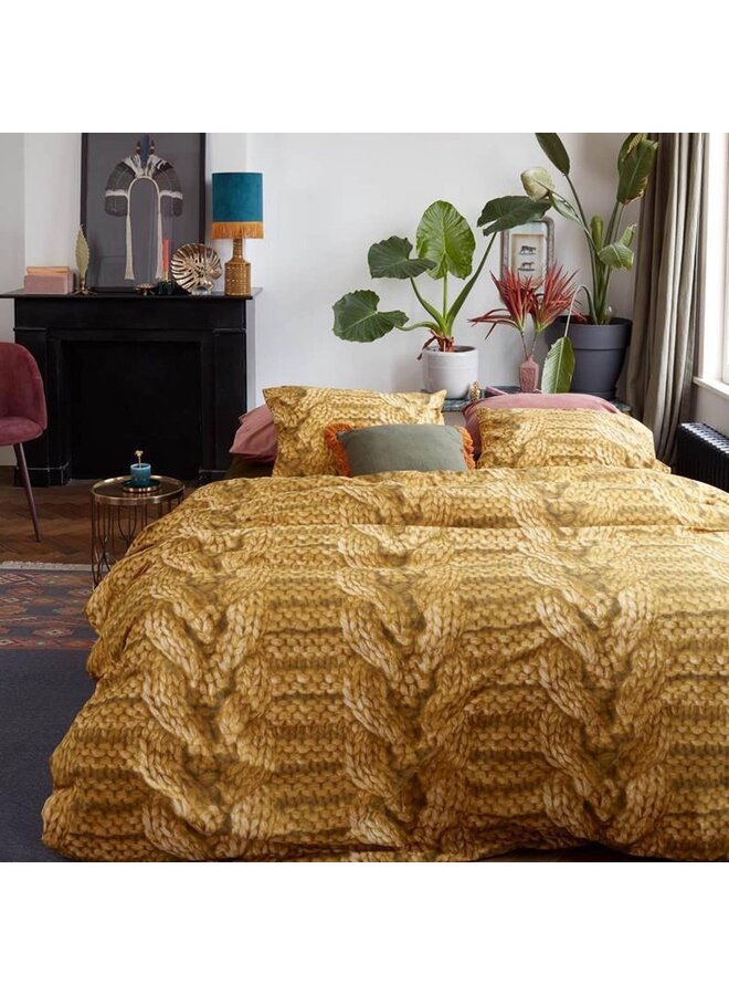 At Home Katoen Dekbedovertrek Major Oker- Katoen