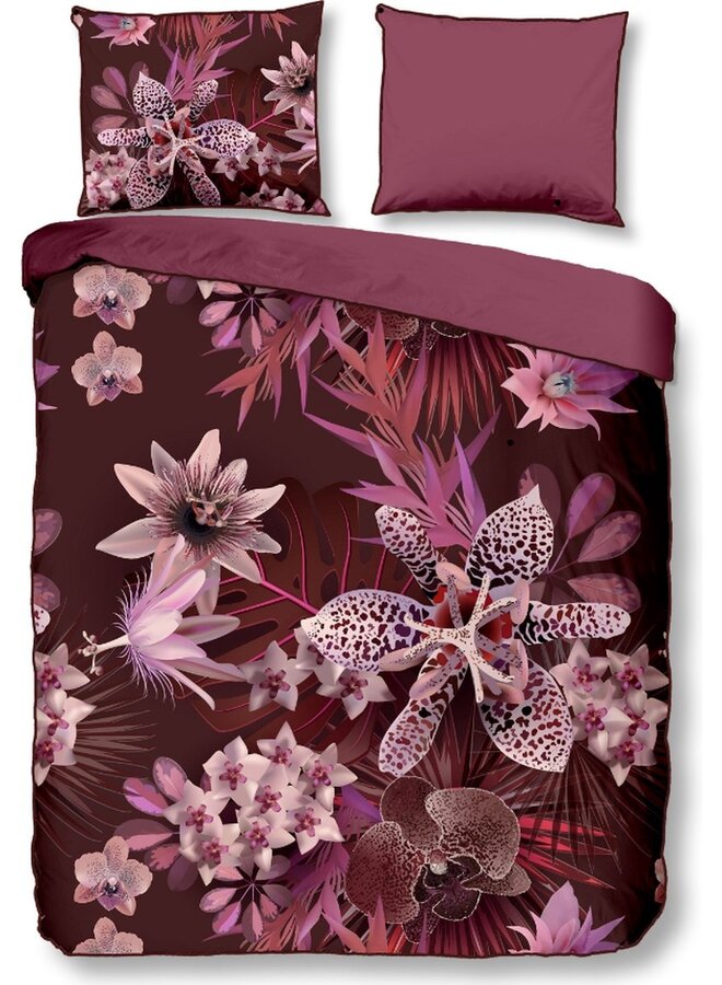 Dekbedovertrek Farze Bordeaux- Biologisch Katoensatijn