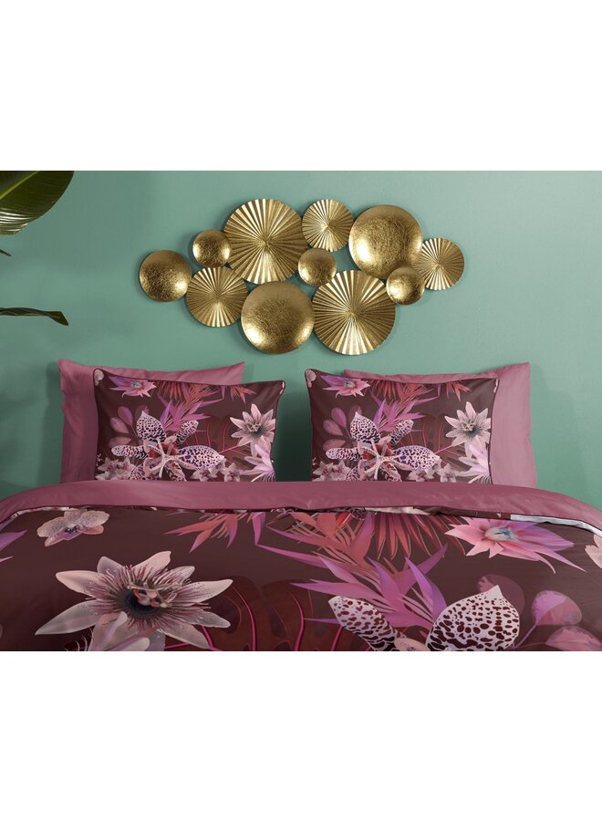 Descanso Dekbedovertrek Farze Bordeaux- Biologisch Katoensatijn