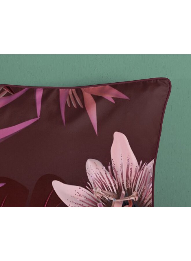 Descanso Dekbedovertrek Farze Bordeaux- Biologisch Katoensatijn