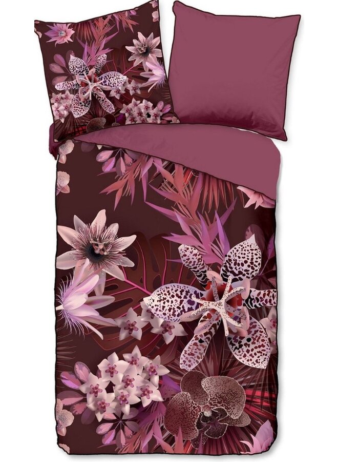 Descanso Dekbedovertrek Farze Bordeaux- Biologisch Katoensatijn