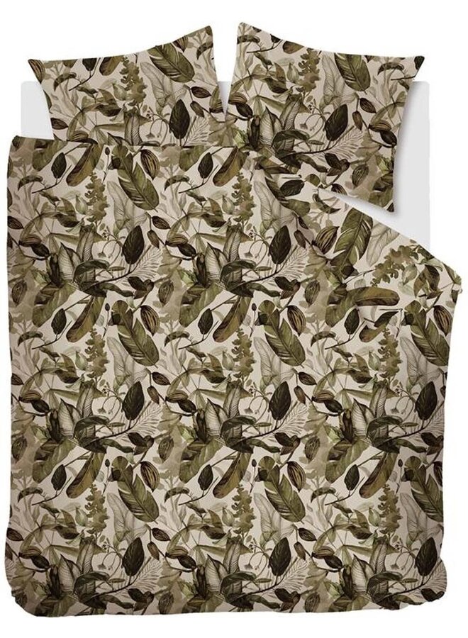 At Home Dekbedovertrek All Leaves Groen - Katoen
