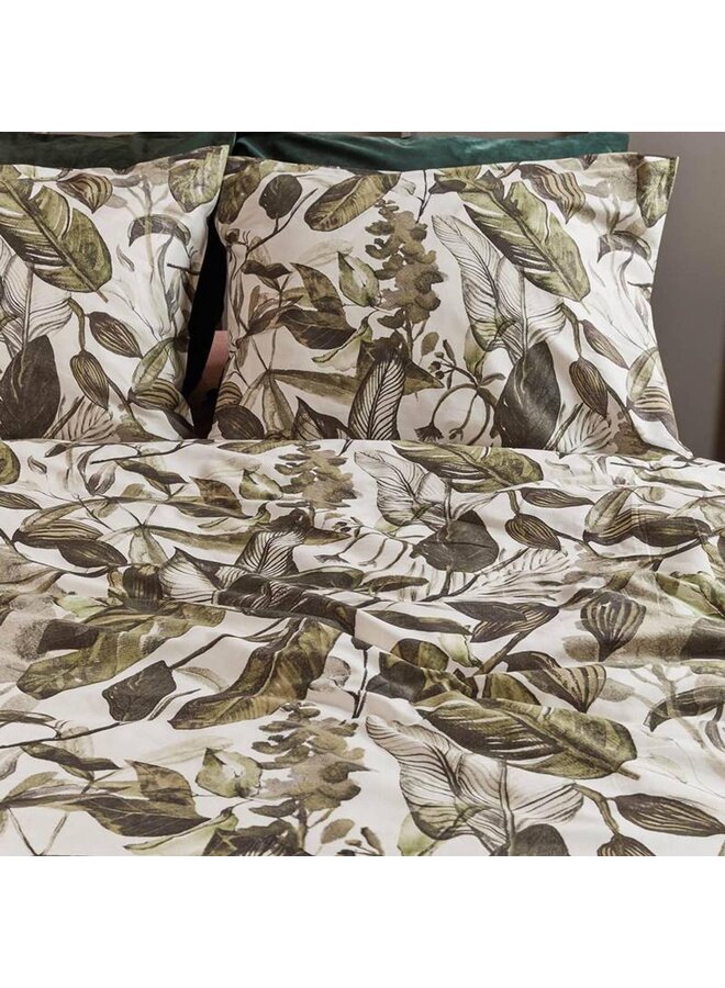 At Home Dekbedovertrek All Leaves Groen - Katoen