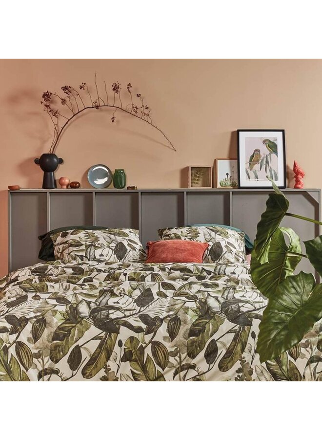 At Home Dekbedovertrek All Leaves Groen - Katoen
