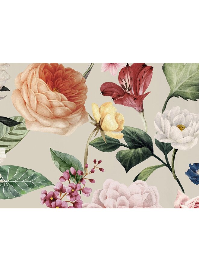 Descanso Dekbedovertrek Fiori Zand - Biologisch Katoensatijn