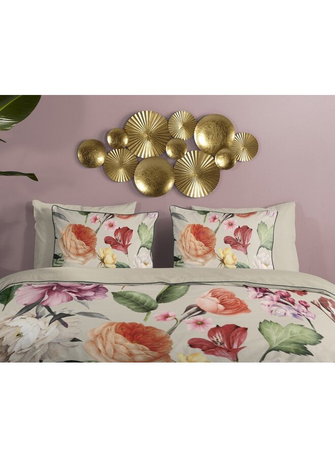 Descanso Dekbedovertrek Fiori Zand - Biologisch Katoensatijn