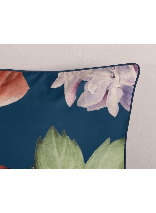 Descanso Dekbedovertrek Fiori Blauw- Biologisch Katoensatijn