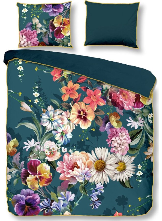 Dekbedovertrek Novara Petrol - Biologisch Katoensatijn