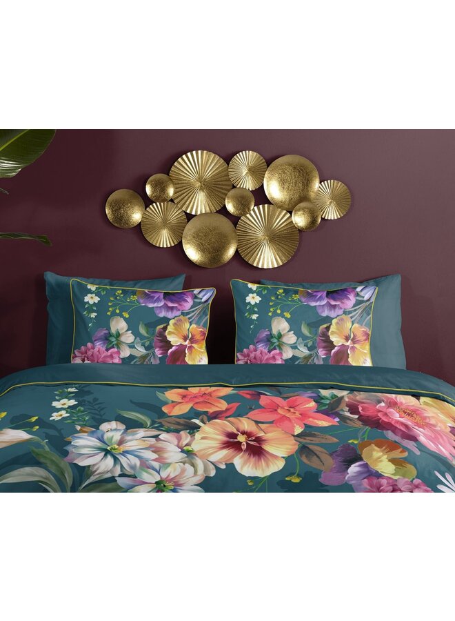 Descanso Dekbedovertrek Novara Petrol - Biologisch Katoensatijn