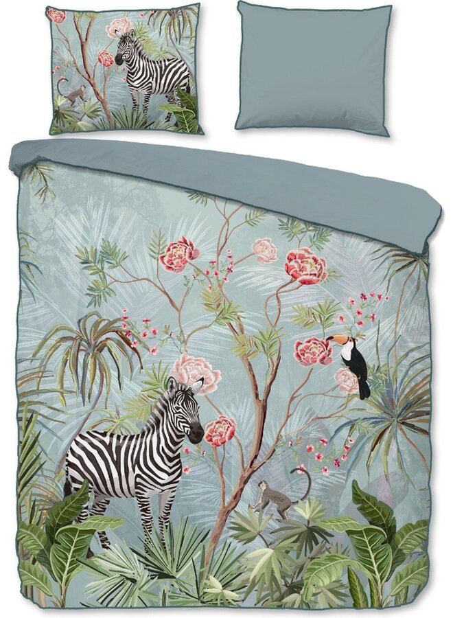 Descanso Dekbedovertrek Yasmin Aqua - Biologisch Katoensatijn