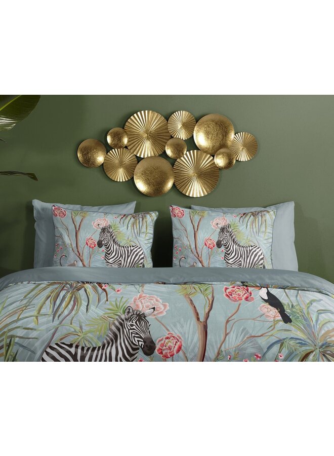 Descanso Dekbedovertrek Yasmin Aqua - Biologisch Katoensatijn