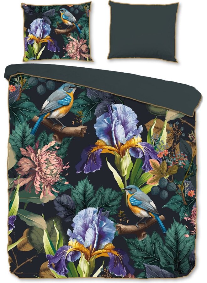 Dekbedovertrek Dilana Antraciet - Biologisch Katoensatijn