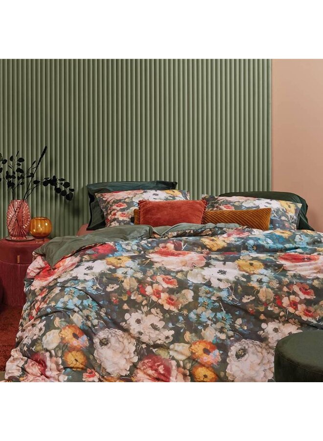 At Home Dekbedovertrek History Groen - Katoen