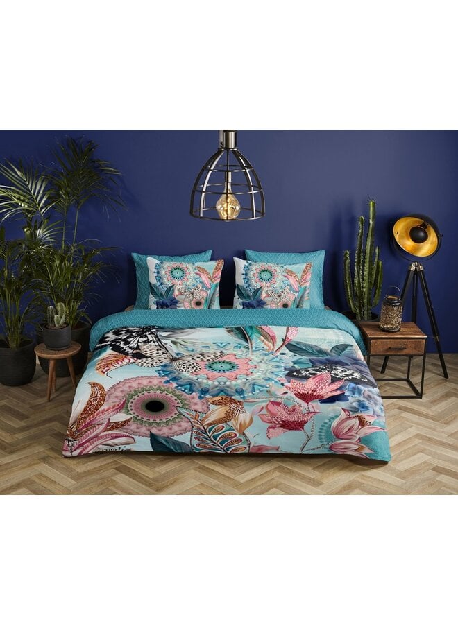 HIP Dekbedovertrek Maximilian Aqua - Katoensatijn