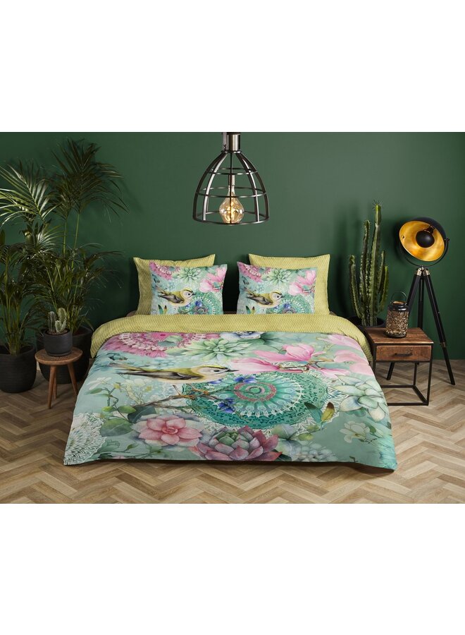 HIP Dekbedovertrek Xabine Groen - Katoensatijn