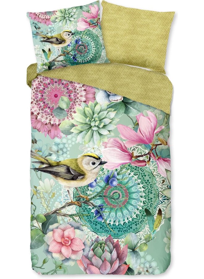 HIP Dekbedovertrek Xabine Groen - Katoensatijn