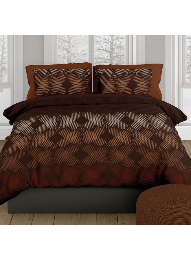 Romanette Dekbedovertrek Avoriaz Terra/Bruin - Flanel