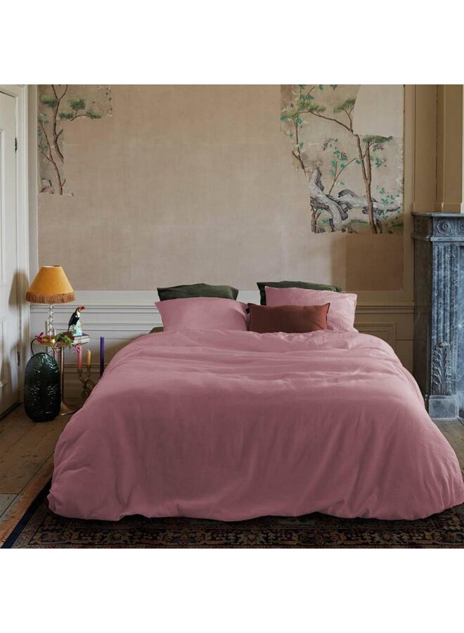 At Home Dekbedovertrek Easy Uni Roze - Linnen/Katoen