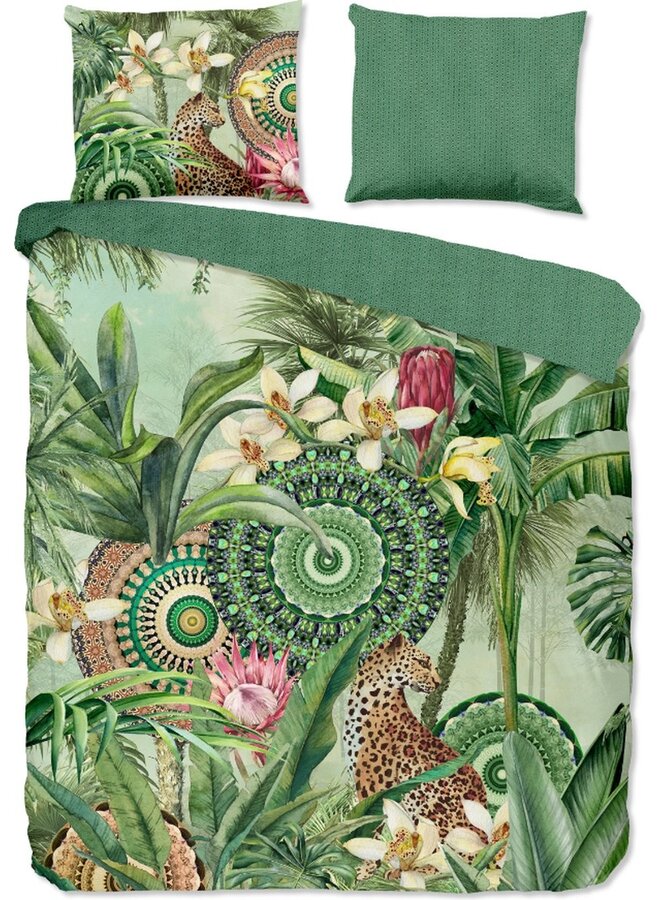 HIP Dekbedovertrek Abhita Groen - Katoensatijn