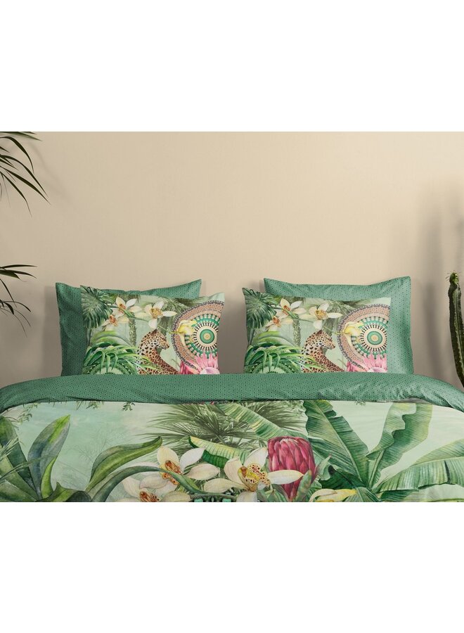 HIP Dekbedovertrek Abhita Groen - Katoensatijn