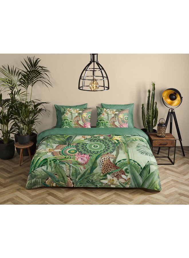 HIP Dekbedovertrek Abhita Groen - Katoensatijn