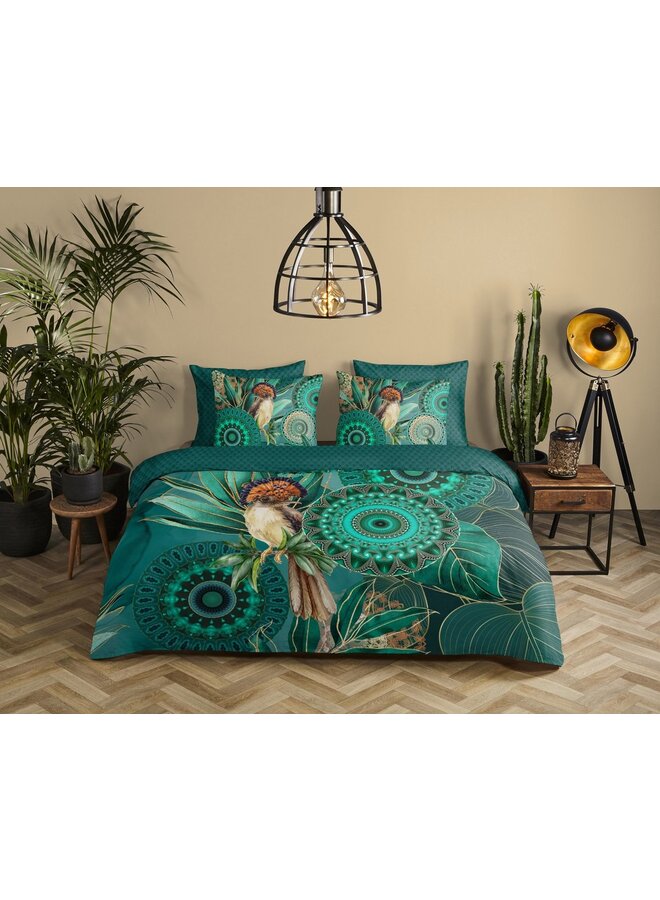 HIP Dekbedovertrek Damali Groen - Katoensatijn